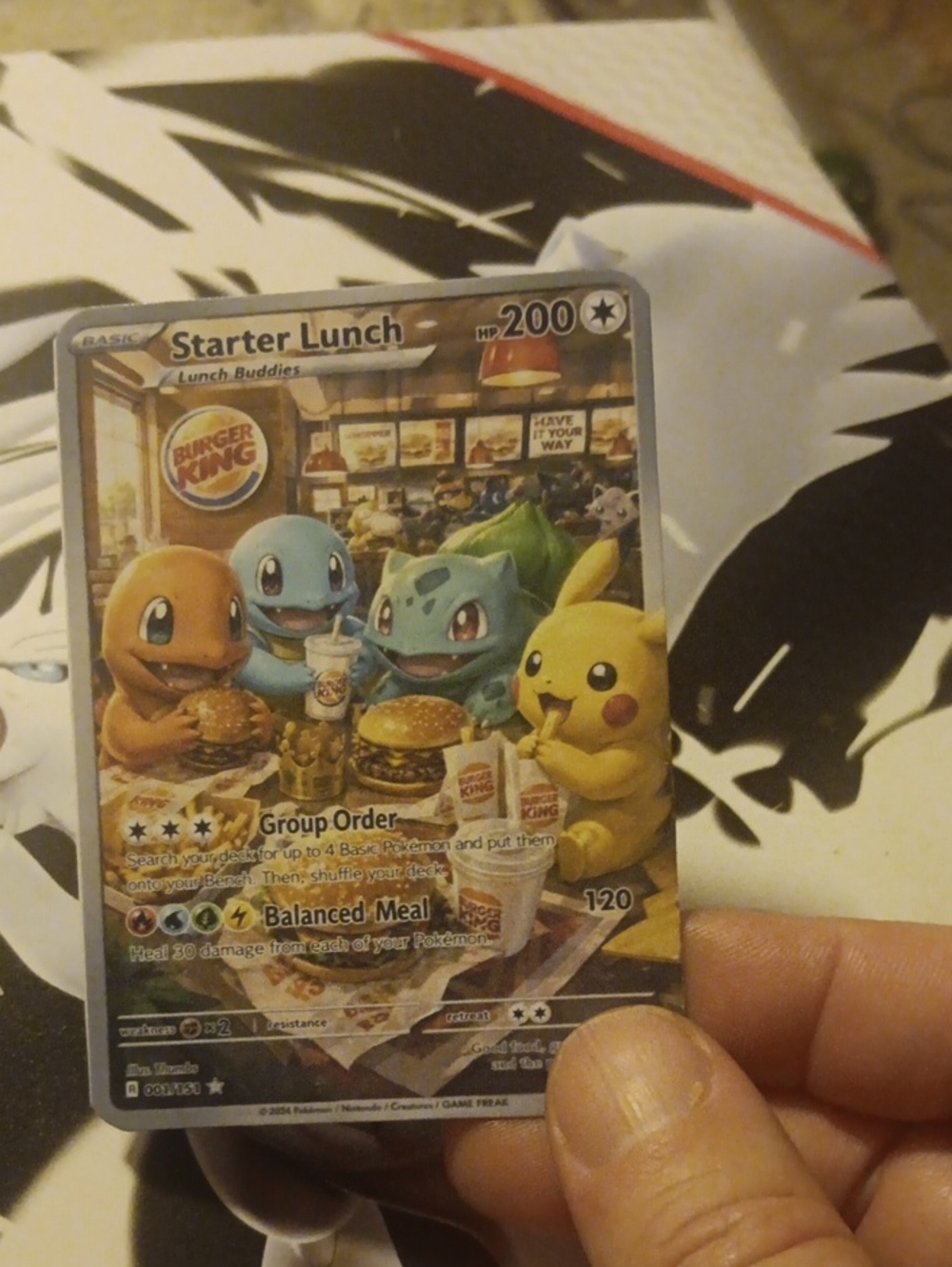 Pokémon Starter Lunch Burger King Full Art Holo Trading Card - Yellow Accent